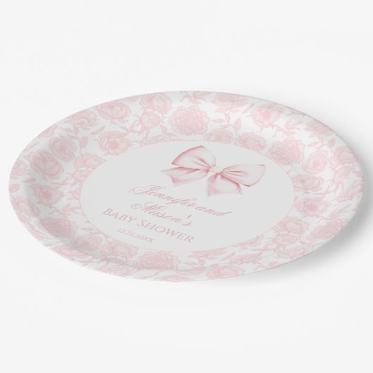 Assiettes En Carton Jolie pouce rose pastel bohème bébé douche (Angle)