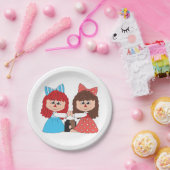 Assiettes En Carton Jolie poupée de sac Amis Filles avec des vaches et (Fête)