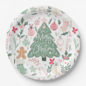 Assiettes En Carton Jolie rétro Noël choses Motif d'illustration (Devant)