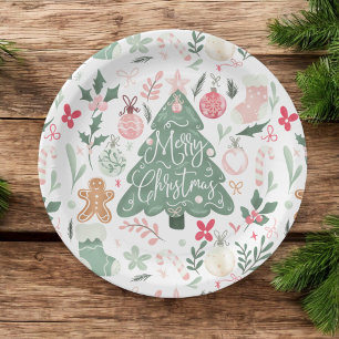 Assiettes En Carton Jolie rétro Noël choses Motif d'illustration