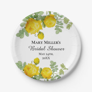 Assiettes En Carton Jolie Rose Jaune Baby Shower