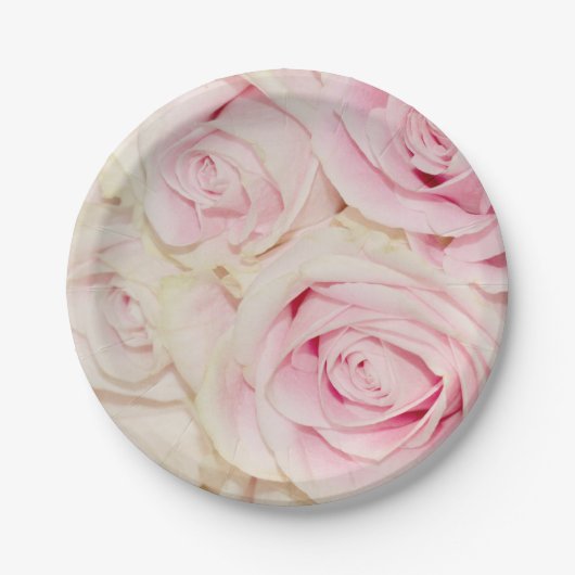 Assiettes En Carton Jolie rose Roses Blanches (Devant)