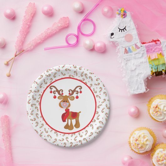 Assiettes En Carton Jolie Rudolph Reindeer Visage Masque Noël (Fête)