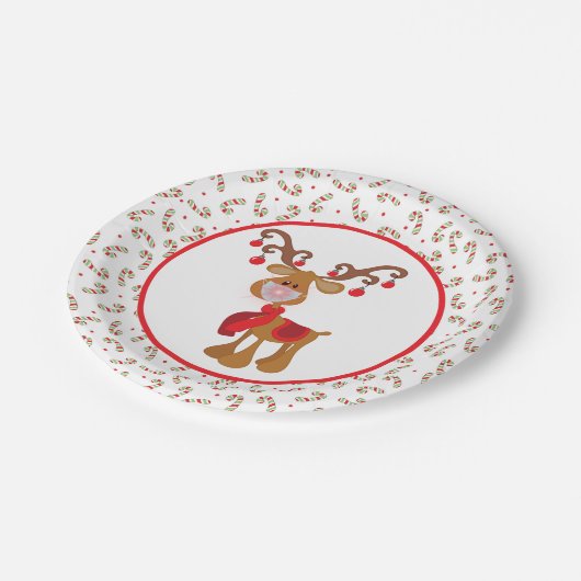 Assiettes En Carton Jolie Rudolph Reindeer Visage Masque Noël (Angle)