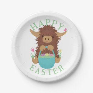 Assiettes En Carton Jolie, shaggy Vache Highland conception panier de 