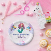 Assiettes En Carton Jolie Sirène requin arc-en-ciel fête d'anniversair (Fête)