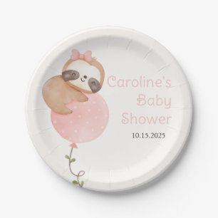 Assiettes En Carton Jolie Sloth Baby Girl Baby shower Déchets Raffle