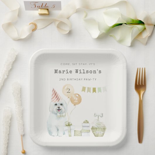 Assiettes En Carton Jolie Soirée Verte Rouille Chien Chien N'Importe Q (Mariage)