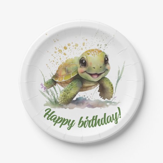 Assiettes En Carton Jolie Tortue chère Modifier Plaques de papier text (Devant)