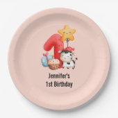 Assiettes En Carton Jolie vache 1er anniversaire (Devant)
