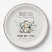 Assiettes En Carton Jolie Vache Foliage Pastel Baby shower Neutre (Devant)
