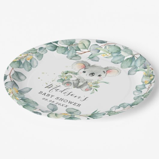 Assiettes En Carton Jolie verdure Koala Baby Boy Shoy Anniversaire (Angle)