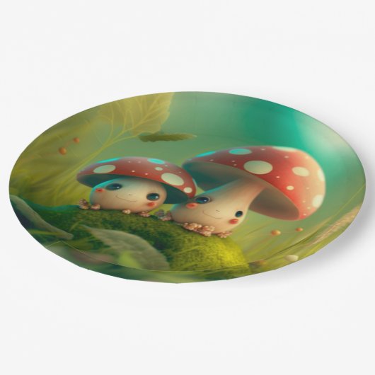 Assiettes En Carton Jolies elfes mignonnes jouent sous la pilule ronde (Angle)