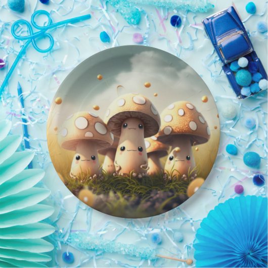 Assiettes En Carton Jolies elfes mignonnes jouent sous la pilule ronde (Fête)