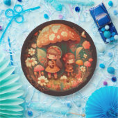 Assiettes En Carton Jolies elfes mignonnes jouent sous la pilule ronde (Fête)