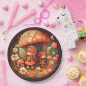 Assiettes En Carton Jolies elfes mignonnes jouent sous la pilule ronde (Fête)