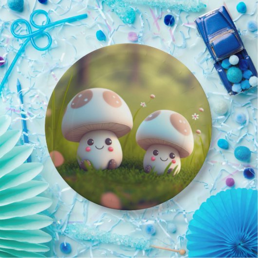 Assiettes En Carton Jolies elfes mignonnes jouent sous la pilule ronde (Fête)