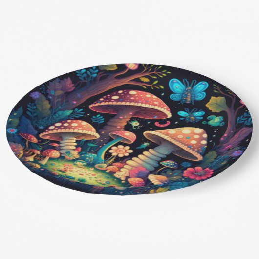 Assiettes En Carton Jolies elfes mignonnes jouent sous la pilule ronde (Angle)