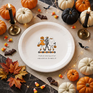 Assiettes En Carton Jolies Filles d'Halloween Squelette Fantôme Citrou