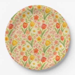 Assiettes En Carton Jolies fleurs à motifs de Pâques/printemps