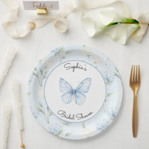 Assiettes En Carton Jolies Fleurs D'hortensia Bleu Shower De Mariée