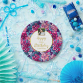Assiettes En Carton Jolies Fleurs, Joyeux Anniversaire, Texte Photo Pe (Fête)