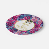 Assiettes En Carton Jolies Fleurs, Joyeux Anniversaire, Texte Photo Pe (Angle)