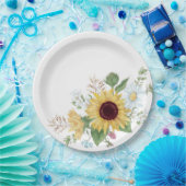 Assiettes En Carton Jolies Fleurs Sauvages avec Tournesol et Marguerit (Fête)