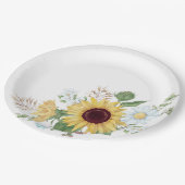 Assiettes En Carton Jolies Fleurs Sauvages avec Tournesol et Marguerit (Angle)
