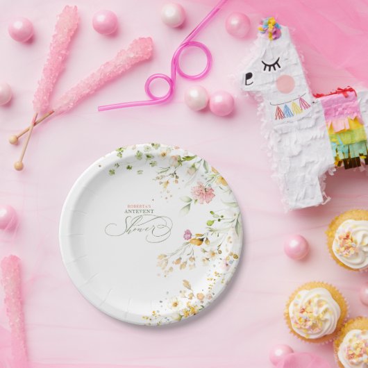 Assiettes En Carton Jolies fleurs sauvages d'été pour toute douche (Fête)