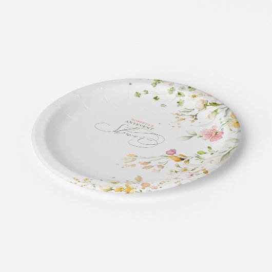 Assiettes En Carton Jolies fleurs sauvages d'été pour toute douche (Angle)