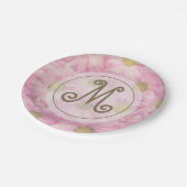 Assiettes En Carton Jolies Maigrettes Roses Mignonnes Monogrammes D'Or (Angle)