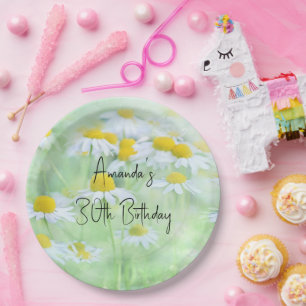 Assiettes En Carton Jolies marguerites dans un champ photo Anniversair