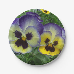 Assiettes En Carton Jolies pensées violettes et jaunes, personnalisées
