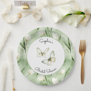 Assiettes En Carton Jolies Tulipes Blanches Vertes Baby Shower