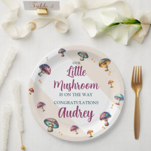 Assiettes En Carton Jolis champignons boho Baby Shower