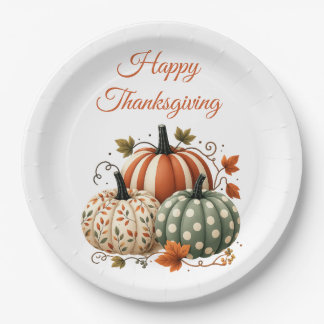 Assiettes En Carton Jolis citrouilles Boho d'automne