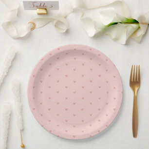 Assiettes En Carton Jolis cœurs roses pastel