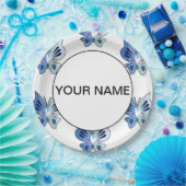 Assiettes En Carton Jolis Papillons Bleus (Fête)