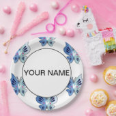 Assiettes En Carton Jolis Papillons Bleus (Fête)