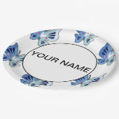 Assiettes En Carton Jolis Papillons Bleus (Angle)