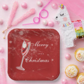 Assiettes En Carton Jolly Christmas Cheers with Santa Champagne winter (Fête)