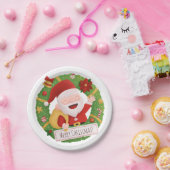 Assiettes En Carton Jolly Cute Santa Claus Xmas Wreath Party Fournitur (Fête)