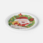Assiettes En Carton Jolly Cute Santa Claus Xmas Wreath Party Fournitur (Angle)