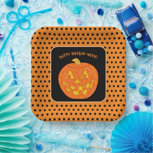 Assiettes En Carton Jolly Jack-o'-lantern Cute Custom Happy Halloween (Fête)