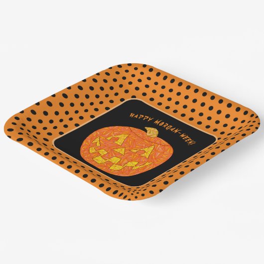 Assiettes En Carton Jolly Jack-o'-lantern Cute Custom Happy Halloween (Angulaire)