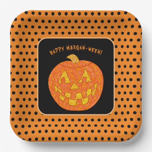 Assiettes En Carton Jolly Jack-o'-lantern Cute Custom Happy Halloween (Recto)