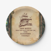 Assiettes En Carton Jolly roger Pirate fête d'anniversaire (Devant)