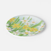 Assiettes En Carton Jonquilles printanières blanches et jaunes  (Angle)