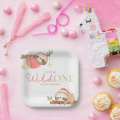 Assiettes En Carton Jote Aquarelle Wild One Sloth Baby shower (Fête)